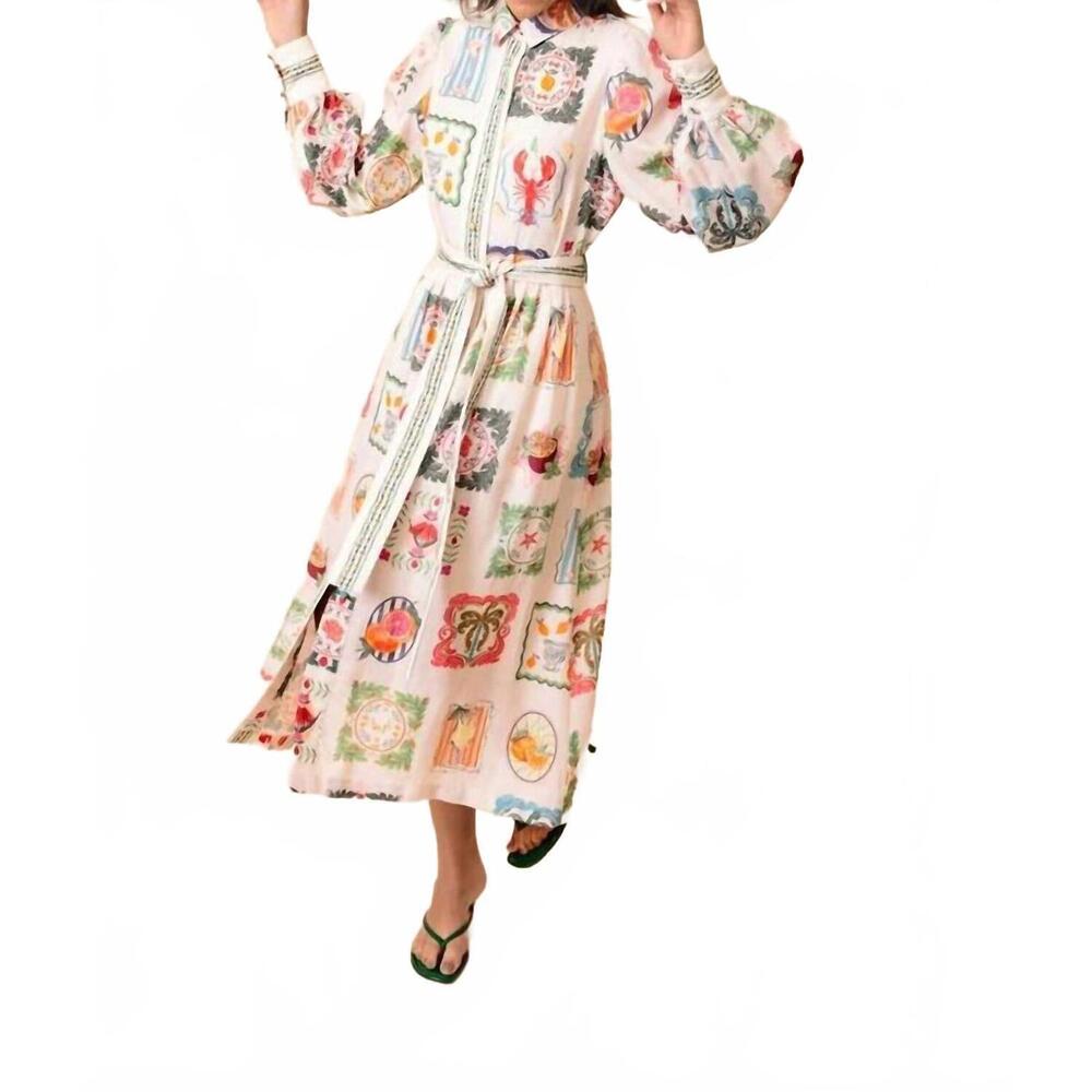 NEW EMILY LOVELOCK blythe print dress in chalk